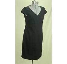 Talbots A Line Black Dress Size 4 Petite Career Lined Cap Sleeve Stretch