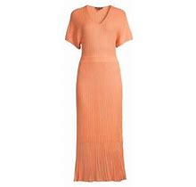 Misook Women's Rib-Knit A-Line Midi-Dress - Citrus Blossom - Size Medium