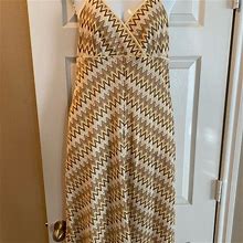 Loft Dresses | Ann Taylor Loft Crochet Halter Dress. Size 10. Side Zipper. | Color: Brown/Cream/Tan | Size: 10