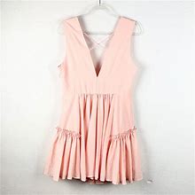 Impressions Dresses | Impressions | Light Pink Babydoll Style Ruffled Sleeveless Plunge Neck Dress | Color: Pink | Size: L