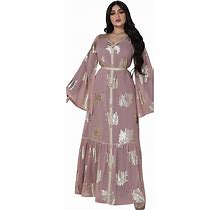 Dubai Abaya Moroccan Sequin Long Dress Women Turkish Evening Gown