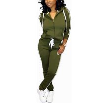 TOPSRANI Womens Two Piece Outfits Casual Sweatsuits Solid Tracksuit Jogging Sweat Suits Matching Jogger Hoodie Pants Set