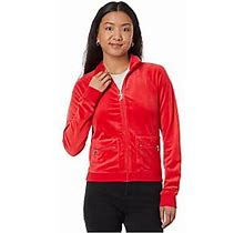 Heritage Mock Neck Track Jacket With Back Graphic (Fire) Womens Clothing