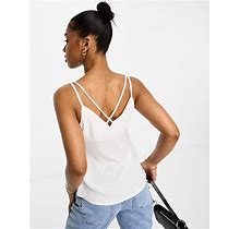 New Look Cross Back Cami Top In White - White (Size: 0)