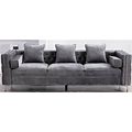 Legend Furniture Velvet Big Comfy Couch Living Room Square Arm Chesterfield 3Seats Sofas, 104'', Grey