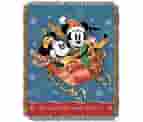 Disney's Mickey Mouse, "Sleigh Ride" Woven Tapestry Throw Blanket, 48" X 60", Multi Color
