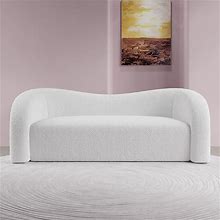 White Modern 91" Boucle Upholstered Curved Seater Sofa For Living Room Size 3