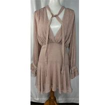 Tjd Womens Pink Long Sleeveless Fit And Flare Dress V Neck Size Small
