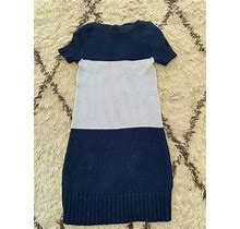 Lavender Label Vera Wang Striped Navy Sweater Dress Short Sleeves