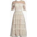 Tadashi Shoji - Corra Lace Panelled Midi Dress - Women - Polyester/Viscose/Nylon - 20 - White