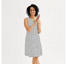 Women's Croft & Barrow® Sleeveless Y-Neck Ponte Dress, Size: XS, White