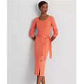LAUREN RALPH LAUREN Women's Belted Rib-Knit Dress NEW WITH TAG SIZE US 16