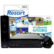 Restored Nintendo Wii Console Black With Wii Sports And Wii Sports Resort (Refurbished)