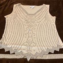 Dress Barn Top With Sequins Cream Color M | Color: Cream | Size: M