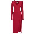 Alexander Mcqueen Women's Ribbed Long Sleeve Midi-Dress - Red - Size Large