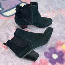 Sam Edelman Shoes | Sam Edelman Black Suede Slip On Ankle Boot Bootie Heel Shoe | Color: Black | Size: 7.5