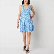 St. John's Bay Short Sleeve Shift Dress | Blue | Womens Medium | Dresses Swing Dresses | Spring Fashion