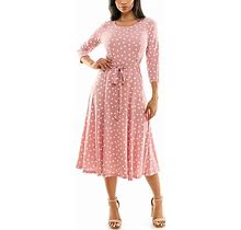 Women's Nina Leonard Print Midi Dress, Size: Medium, Brt Pink