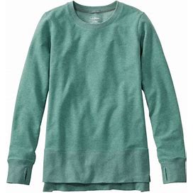 L.L.Bean | Women's Cozy Sweatshirt, Split-Hem Sea Green Heather Extra Large, Cotton Blend