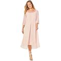Catherines Women's Plus Size Midnight Dazzle Mesh Flyaway Dress - 1X, Wood Rose Pink