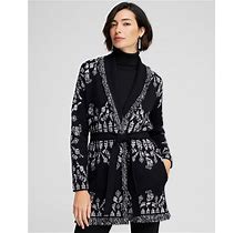 Women's Medallion Print Shawl Cardigan Sweater In Black Size Large | Chico's