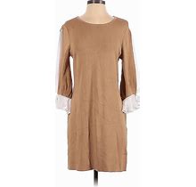 New York & Company Casual Dress - Shift: Tan Print Dresses - Women's Size Small