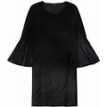 Alfani Womens Foil Velvet A-Line Dress, Black, 14