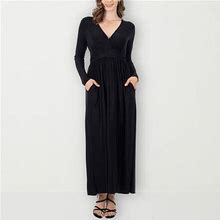 24Seven Comfort Apparel Long Sleeve Maxi Dress | Black | Womens Large | Dresses Maxi Dresses