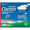 Claritin 24 Hour Non-Drowsy Allergy Medicine, Loratadine Antihistamine Tablets, 100 Ct, Multicolor