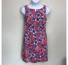 Talbots Dresses | Talbots Stretchy Waffle Knit Floral Sheath Dress | Color: Blue/Pink | Size: 10