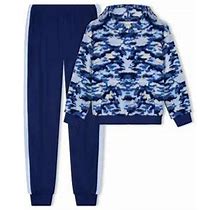 Sleep On It Boys Blue Camo Soft Novelty Fleece 2-Piece Hooded Pajama Sleep Pant Set, Boy's, Size: Medium, Brt Blue