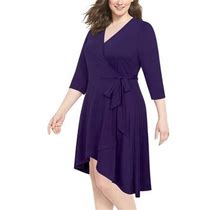 Chama Plus Size 3/4 Sleeves Wrap Midi Dress For Women
