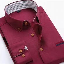 Mens Dress Shirts Long Sleeves Solids Casual Slim Fit Business