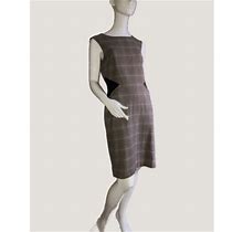 Tahari Asl Plaid Dress With Faux Leather Sides 6
