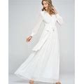 Solid White Long Sleeve Gown Dress