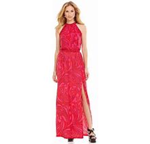 Michael Kors Cynthia Paisley Halter Maxi Dress Womens Size 1X Radiant