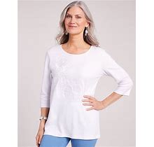 Blair Women's Embroidered Tunic - White - L - Misses