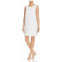 Le Gali Womens White Sleeveless Jewel Neck Above The Knee Party Shift Dress S