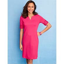 Talbots Dresses | Talbots | Lace Elbow Cotton-Knit Shift Dress | Color: Pink | Size: M
