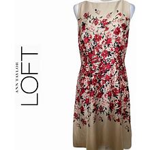 Loft Dresses | Ann Taylor Loft Beige Red Floral A-Line Dress | Color: Red/Tan | Size: 6