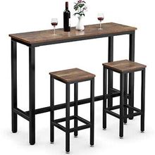 3 Pieces Bar Table Set Counter Height Bar Dining Table W/Stools Set
