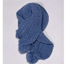 Charter Club Wool Knit Blue Scarf - New!