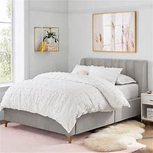 Avalon Channel Stitch 4 Drawer Upholstered Storage Bed, Queen, Everyday Velvet Light Gray