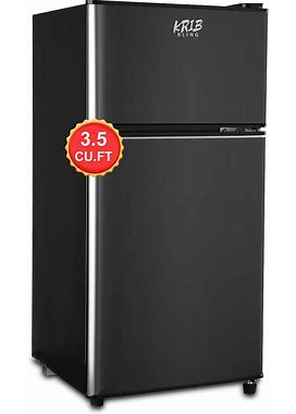 KRIB BLING 3.5 Cu.Ft Compact Refrigerator Mini Fridge With Freezer,7 Level Adjustable Thermostat Removable Shelves Small Refrigerator For Office