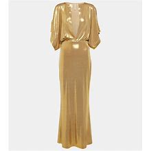 Norma Kamali, Obie Metallic Jersey Maxi Dress, Women, Gold, XL, Dresses, Materialmix