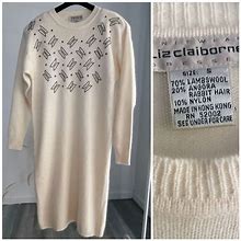 Liz Claiborne Dresses | Liz Claiborne Vintage Ivory Cream Beaded Lambswool Angora And Rabbit Sweater Dre | Color: Cream | Size: S