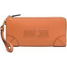 MCM Large Aren Leather Wallet Brown