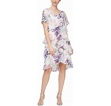SLNY Women SLNY Short Sleeve Floral Tier Shift Dress 10 Ivory | Boscov's