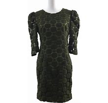 Lucy & Co Olive Green Lace Overlay Sheath Dress Womens Medium Half