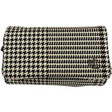 Ralph Lauren Houndstooth Cosmetic Make Up Bag Brown Canvas Clutch Case